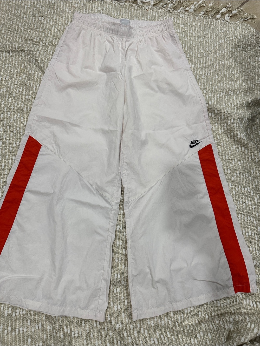 Nike White Joggers with Red Side Panels
